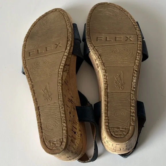 Life Stride Flex Soft System Sandals 7.5 M Denim blue suede 2.5” wedge heel - Picture 6 of 7